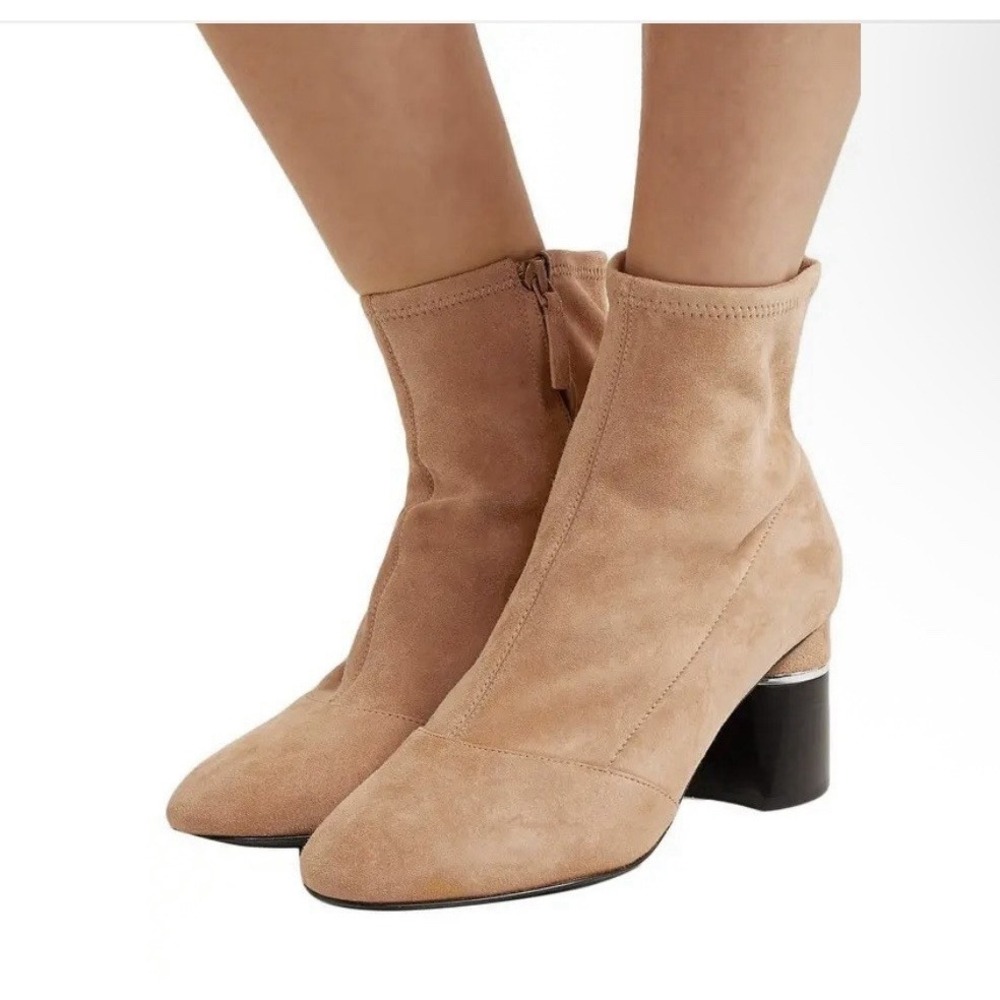 3.1 Phillip Lim‎ Women Size 39.5/ US 9.5 Drum Stretch Suede Ankle Boots Sand